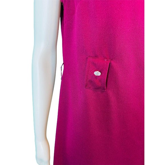 Vintage 1960s Mod Dress Maroon Peter Pan Collar | B 37" - Picture 8 of 10